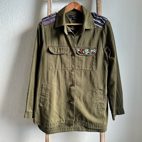 Forever 21 | Tops | Forever 2 Military Style Rhinestone Pocket Aztec ...